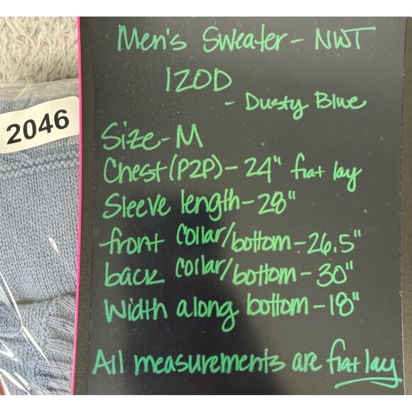 Izod Mens Med Dusty Blue Light Sweater Preppy Casual 90s Cotton NWT - Picture 11 of 12